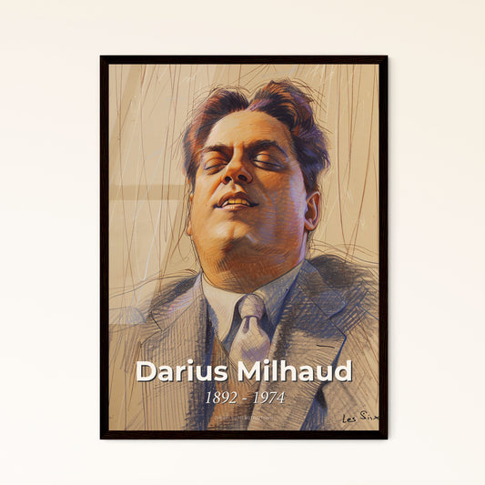 Dynamic Portrait of Darius Milhaud: A Stunning Contemporary Tribute to the French Composer in Elegant Hues & Unique Perspective