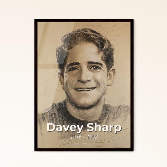 Dynamic Tribute to Davey Sharp: 1916-1993 – Iconic Stuntman Captured in Contemporary Art on Elegant Beige Background