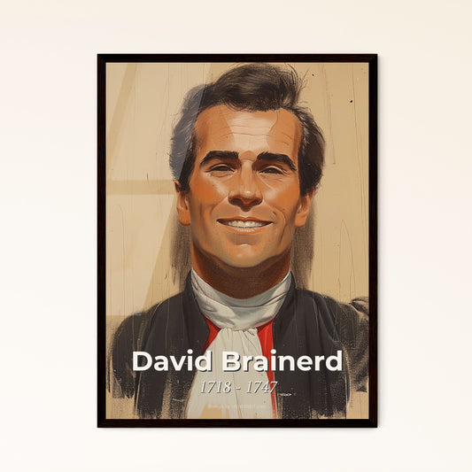 David Brainerd: Inspired Missionary Portrait - Contemporary Art Print on Beige, Dynamic Lines & Highlights, Perfect for Home Decor