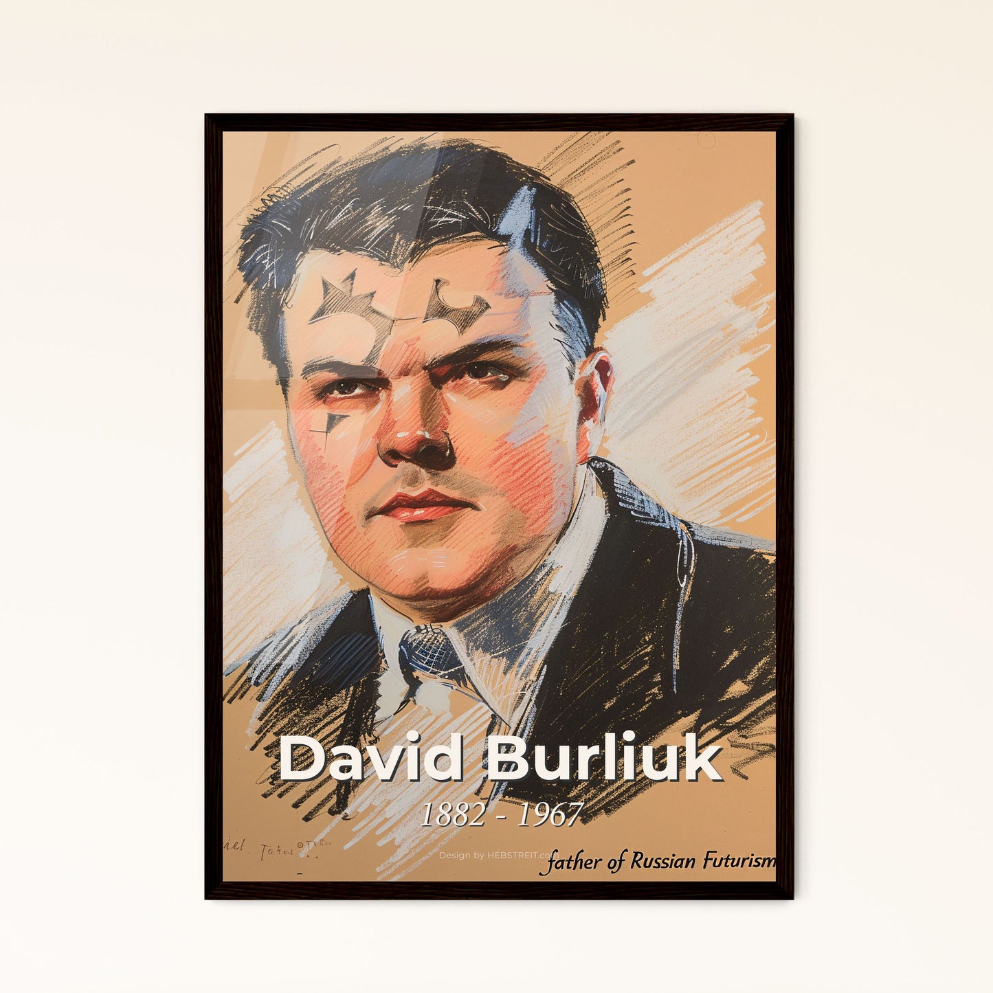 Captivating Portrait of David Burliuk: The Father of Russian Futurism - Striking Contemporary Artwork for Your Stylish Home Decor