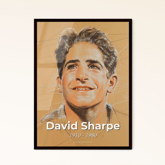 Dynamic Tribute to David Sharpe: Captivating Portrait of an Iconic Stuntman, Masterfully Rendered on Beige with Elegant Detailing