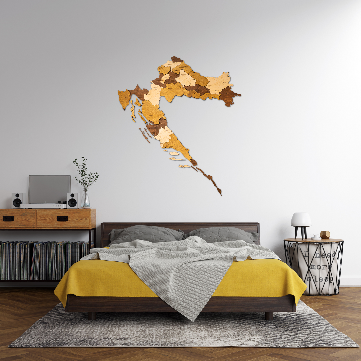 Rustic Wood Map of Croatia – Artistic Wall Art for Modern Interiors