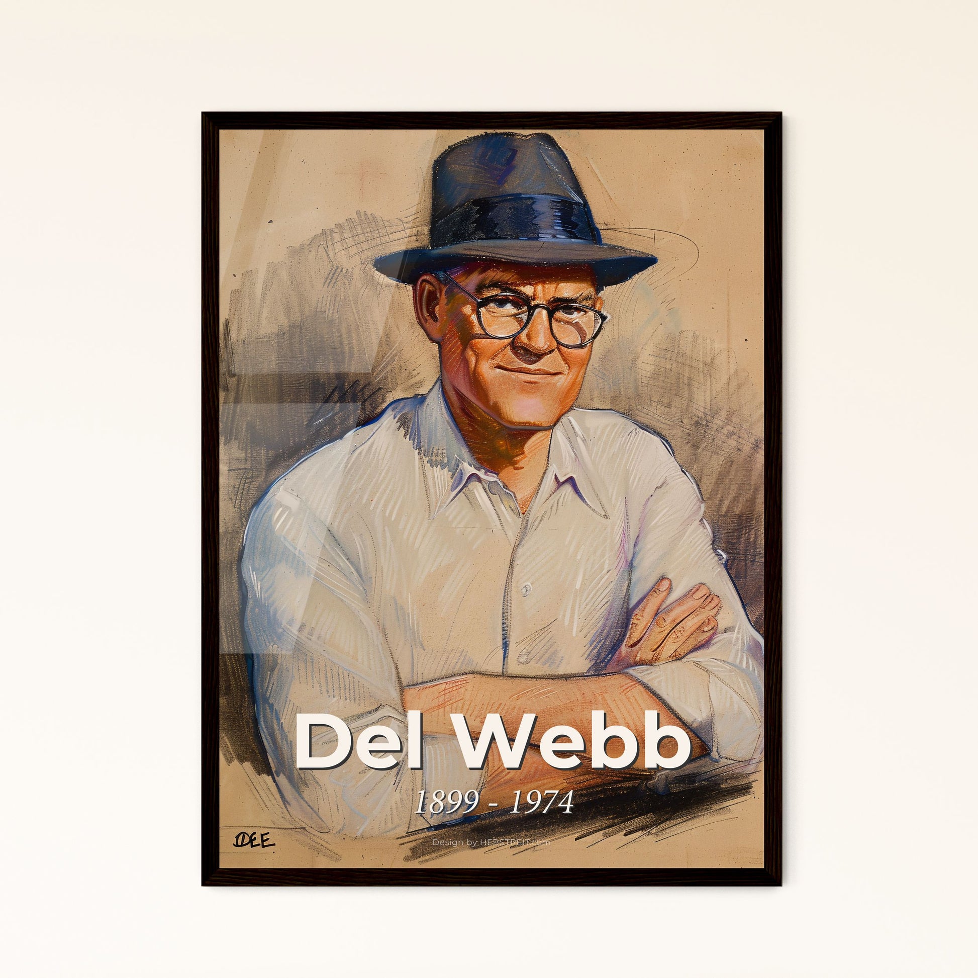 Exquisite Portrait of Del Webb: Iconic Real Estate Visionary - A Contemporary Masterpiece for Elegant Home Décor Selection