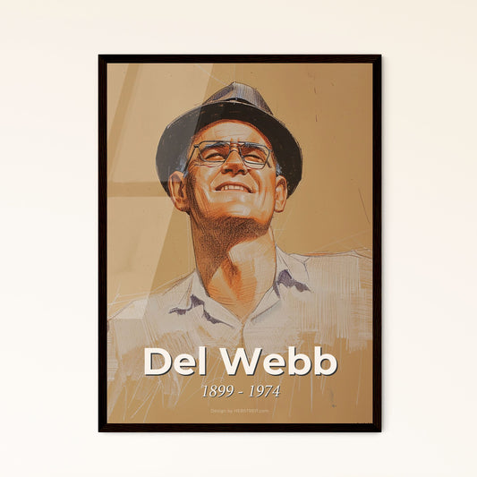 Elegant Del Webb Tribute: Contemporary Portrait Print with Dynamic Lines & Highlights - Perfect for Home Décor & Unique Gifts