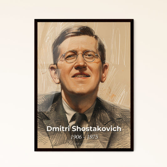 Dmitri Shostakovich: Exquisite Portrait of a Musical Icon - Contemporary Art Print on Beige, Framed or Aluminum Options Available!