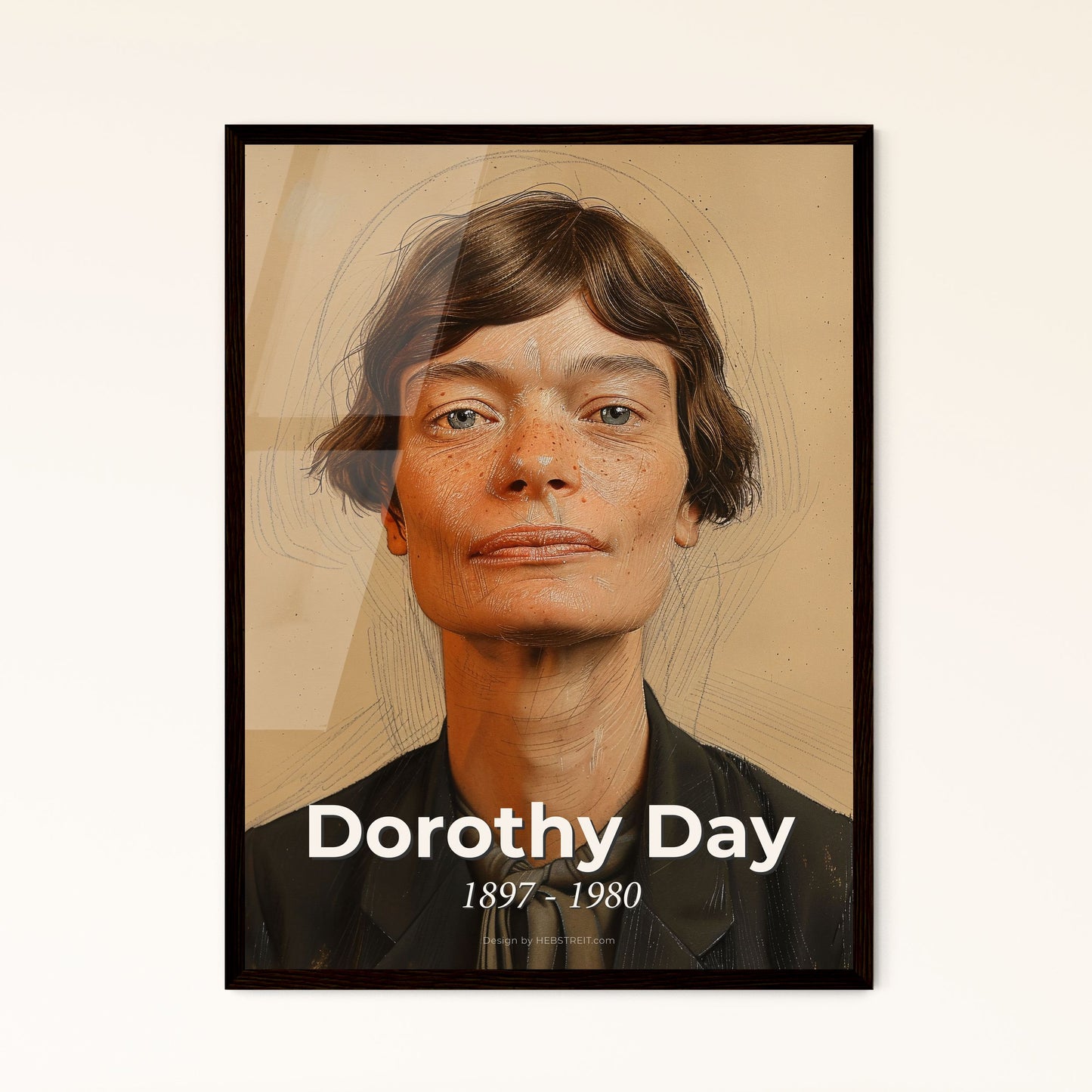 Elegant Portrait of Dorothy Day: Celebrating the Spirit of Social Justice in Contemporary Art - Perfect for Home Decor Gifts!