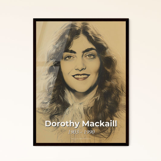 Dorothy Mackaill: Timeless Elegance – Exquisite Art Print of a Flapper Icon, Masterfully Rendered on Beige with Dynamic Lines