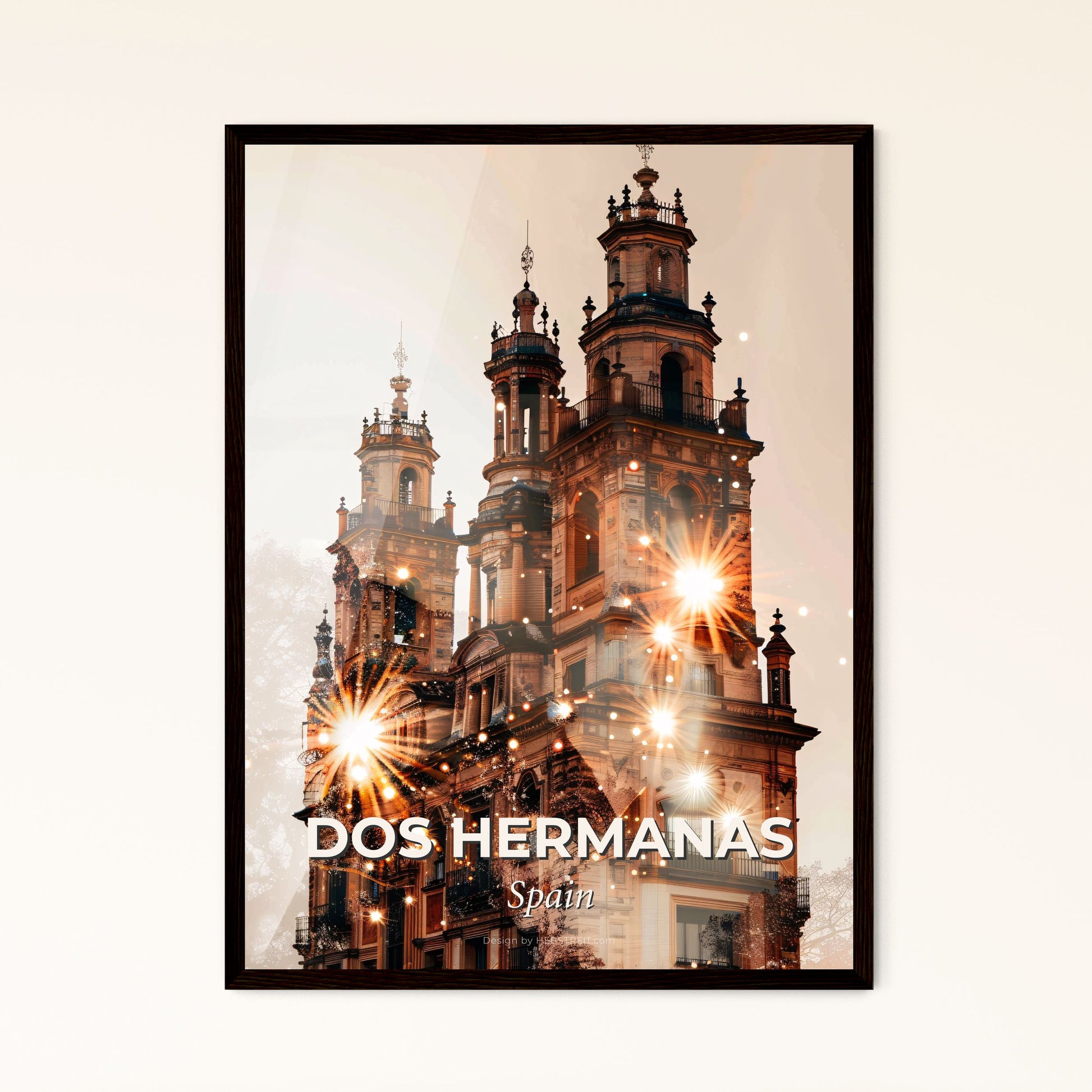 Dos Hermanas Skyline Art: Beige Dream with Sparkles Photo Collage
