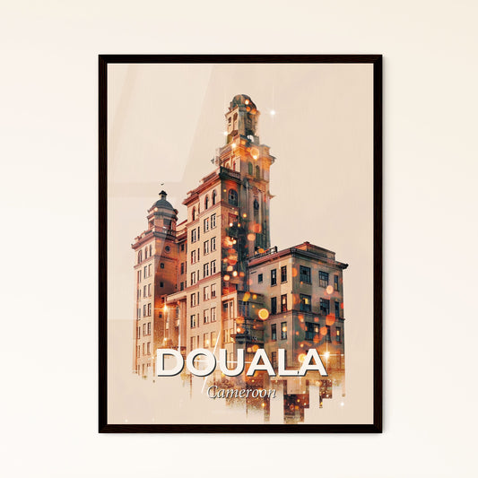 Douala Skyline Double Exposure Art Print Photo Collage