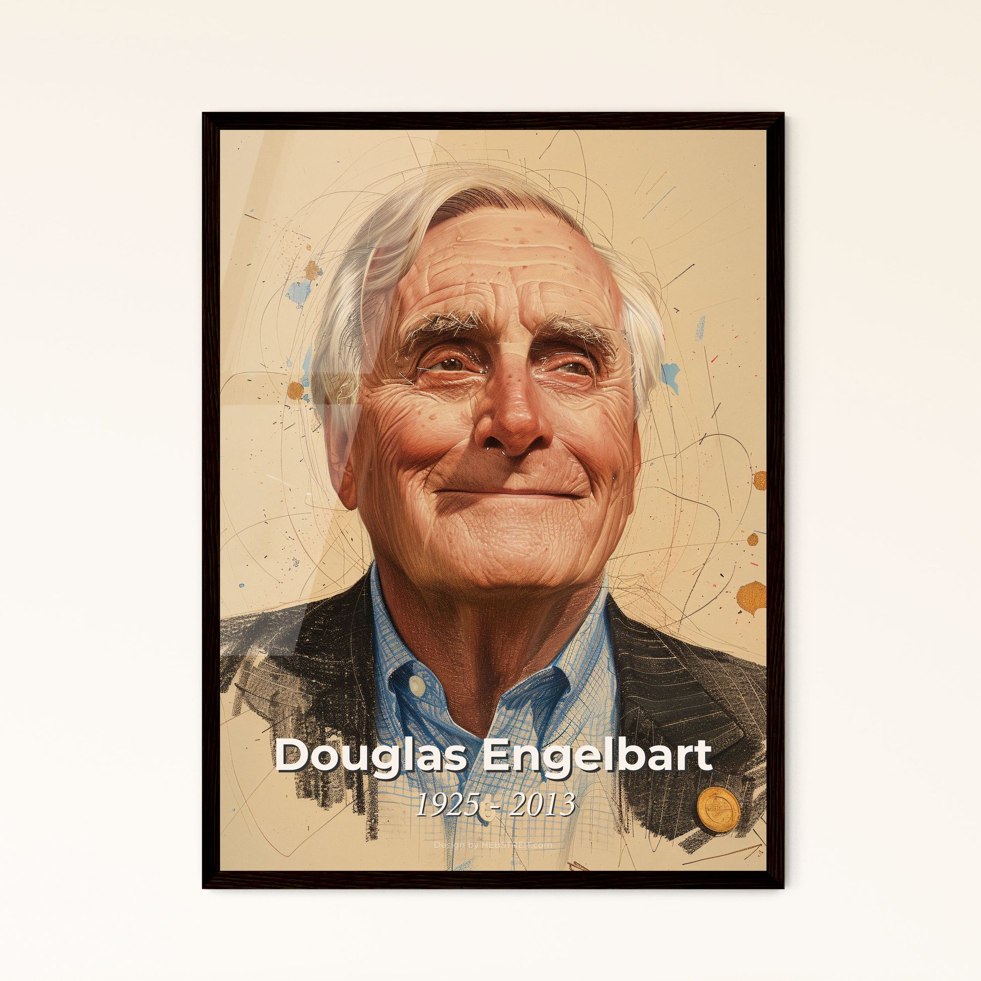 Douglas Engelbart: Visionary Inventor of the Mouse - Elegant Contemporary Art Print Celebrating Innovation, Perfect for Home Decor