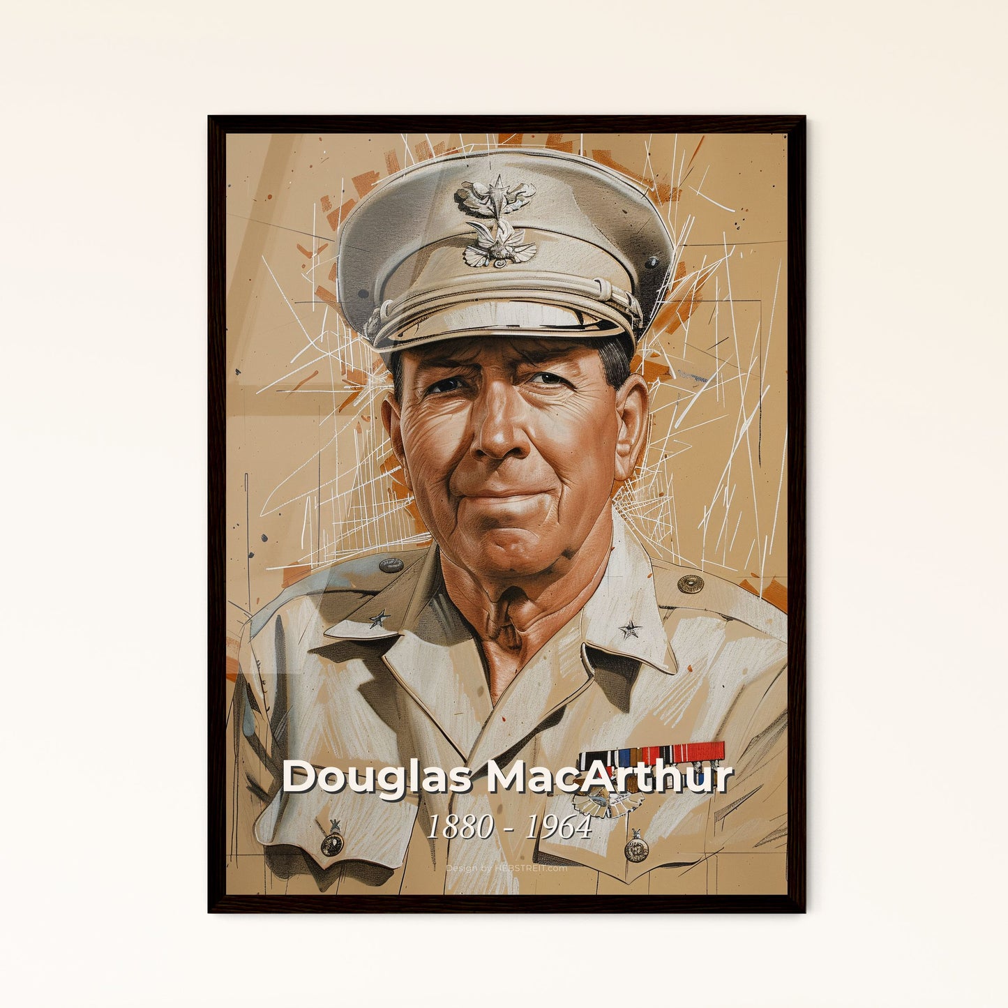 Douglas MacArthur: Iconic Portrait of an American General – Contemporary Art Print for Elegant Home Décor & Gift-Giving