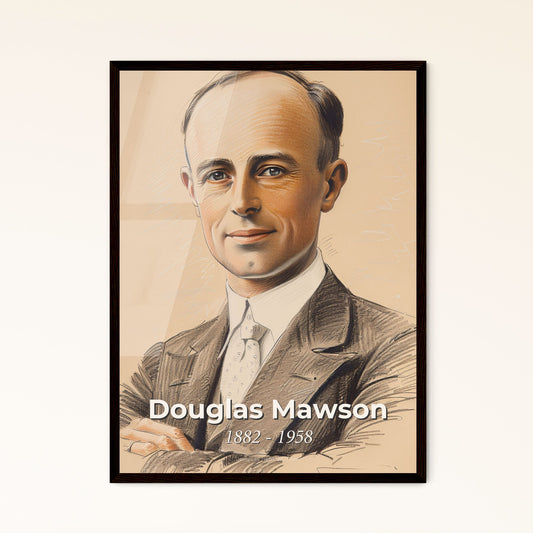 Douglas Mawson: Capturing Exploratory Spirit - A Dynamic Contemporary Portrait in Subtle Hues, Perfect for Home Decor Gifts