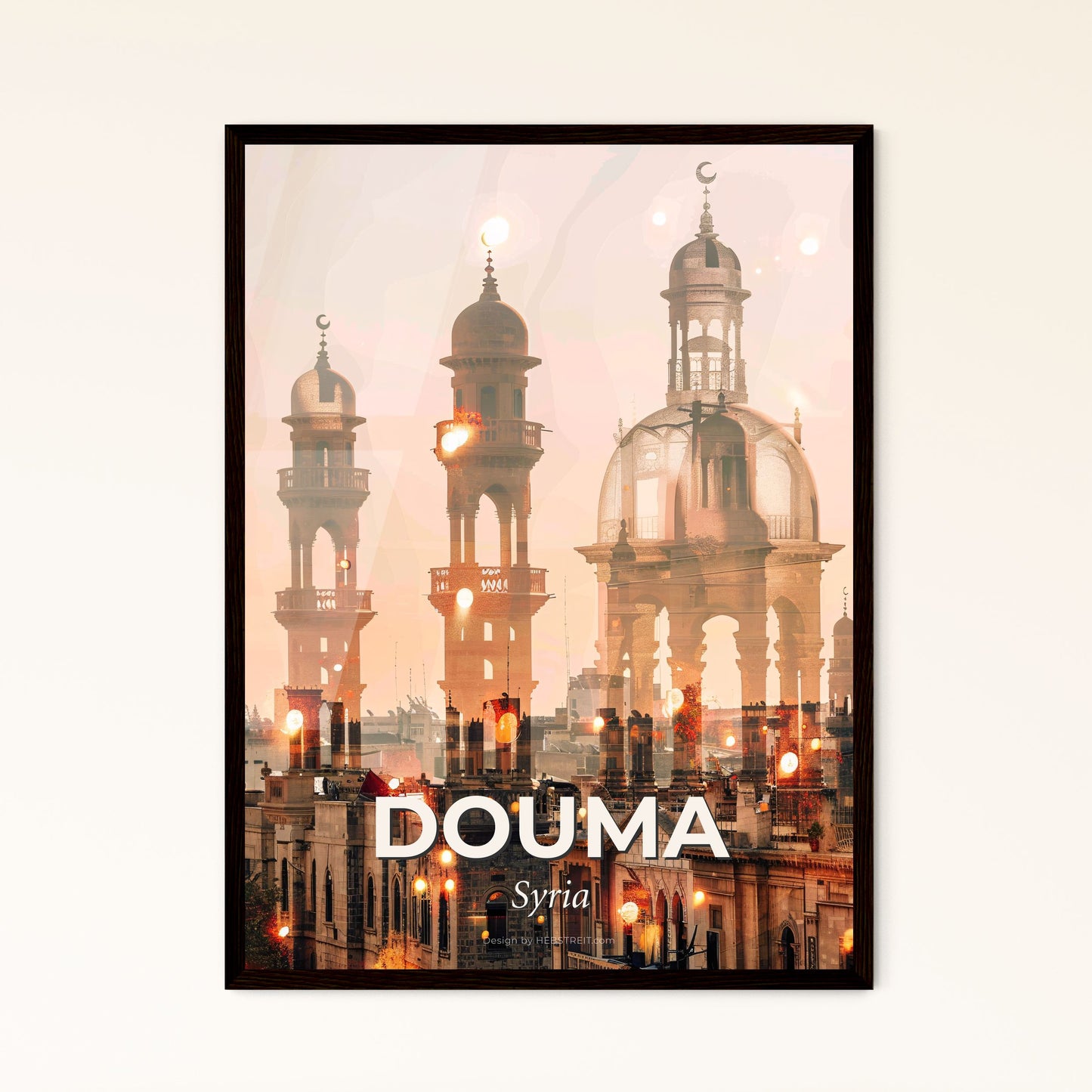 Douma City Skyline Double Exposure Art Print Decor Photo Collage