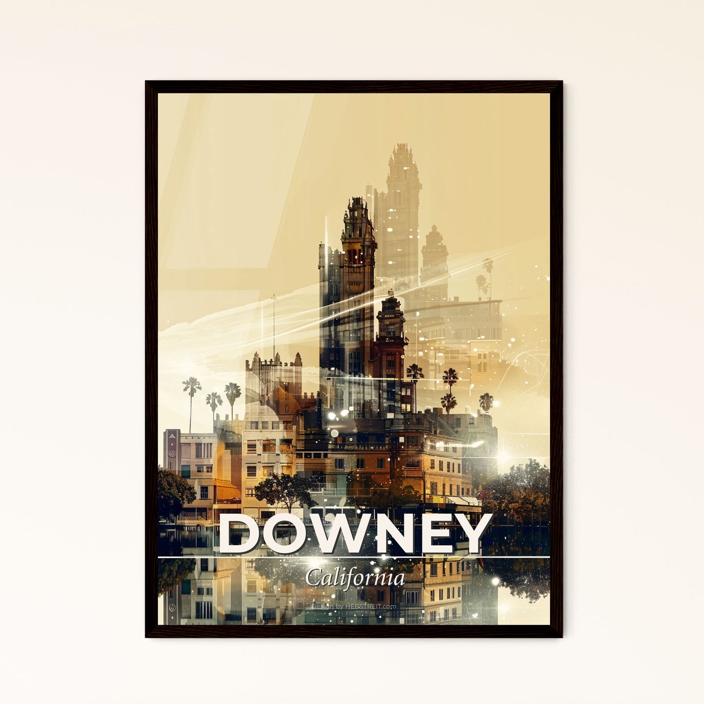 Downey City Skyline Composite Art Poster Photo Collage