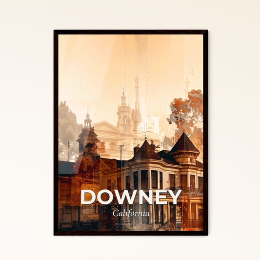 Downey City Skyline Silhouette Composite Photo Collage