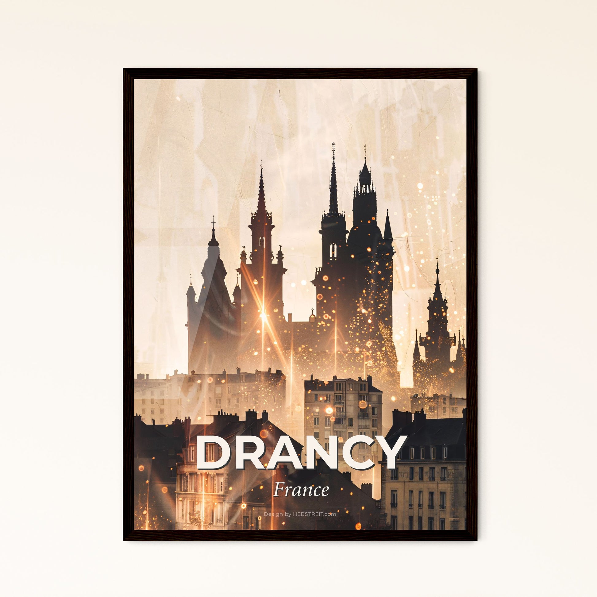 Drancy: Sparkles and Icons Skyline Art Photo Collage