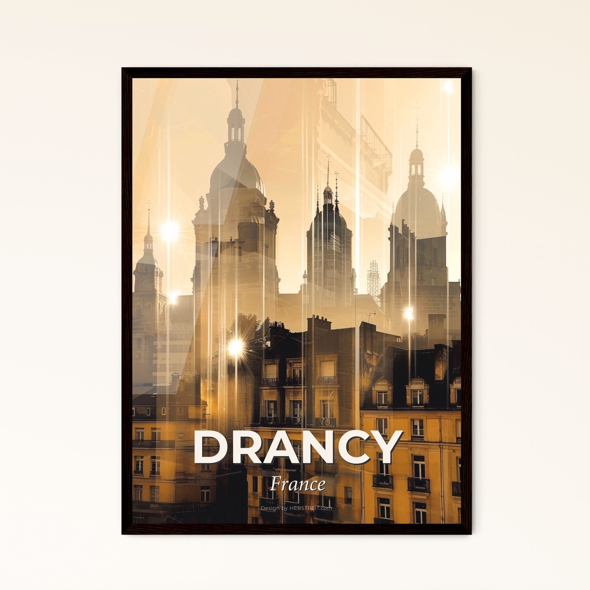 Drancy Skyline Double Exposure Art Poster Photo Collage