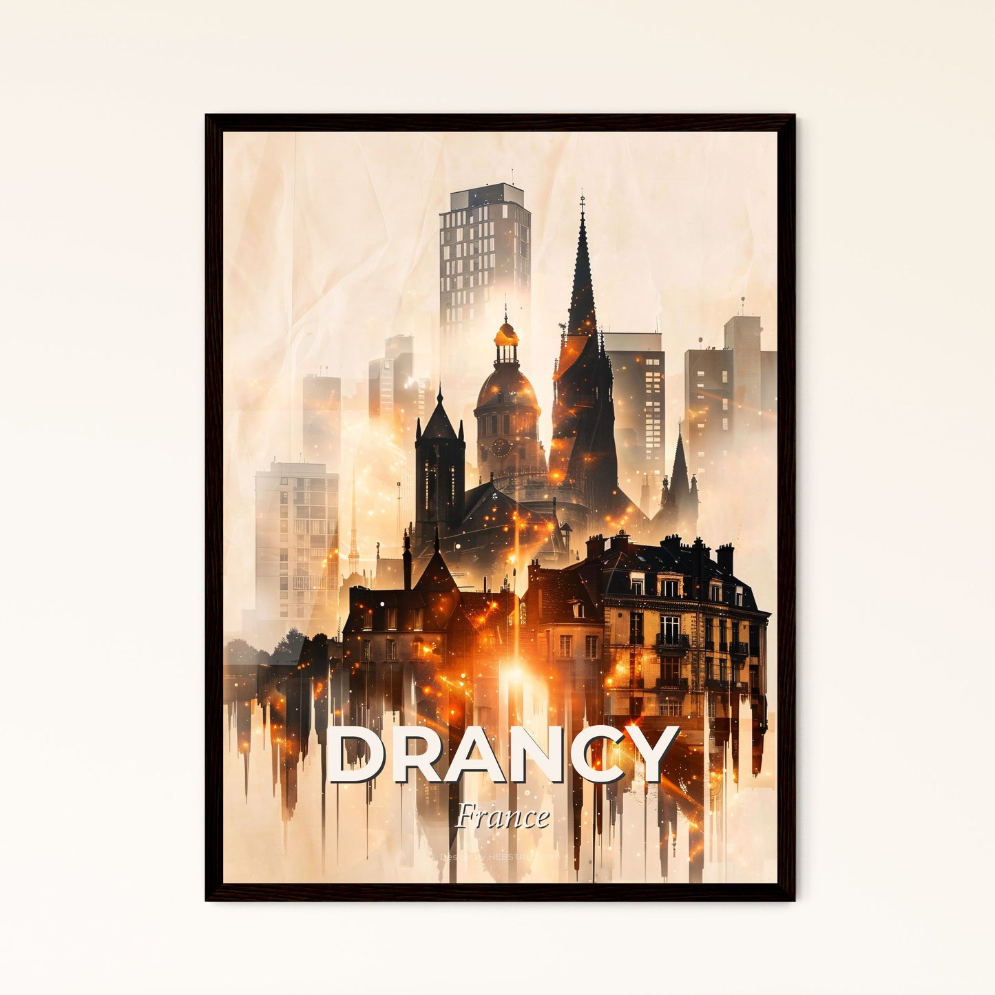 Drancy, France: Skyline Double Exposure Masterpiece Photo Collage