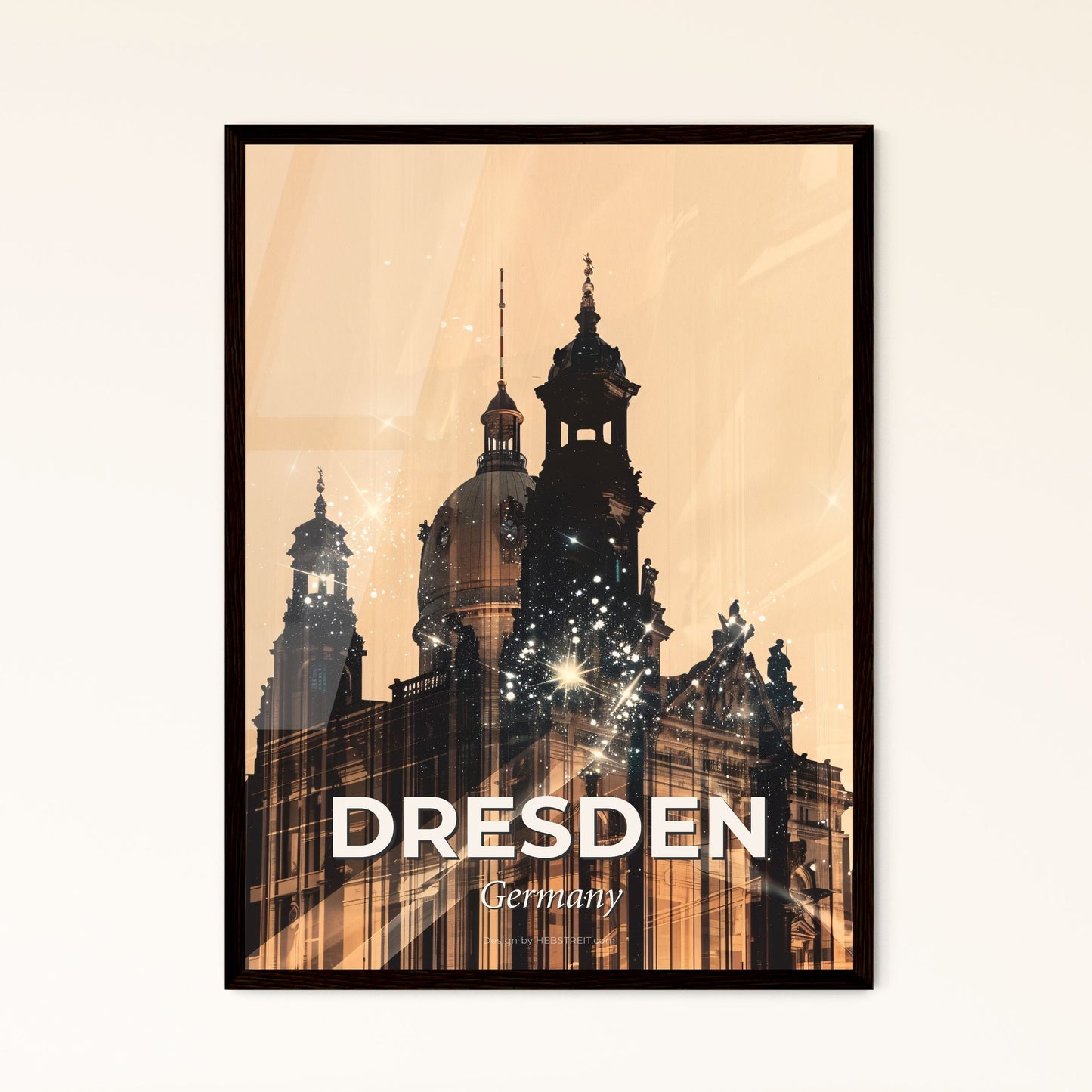 Dresden City Silhouette Composite Sparkles Art Poster Photo Collage