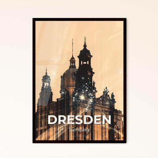 Dresden City Silhouette Composite Sparkles Art Poster Photo Collage