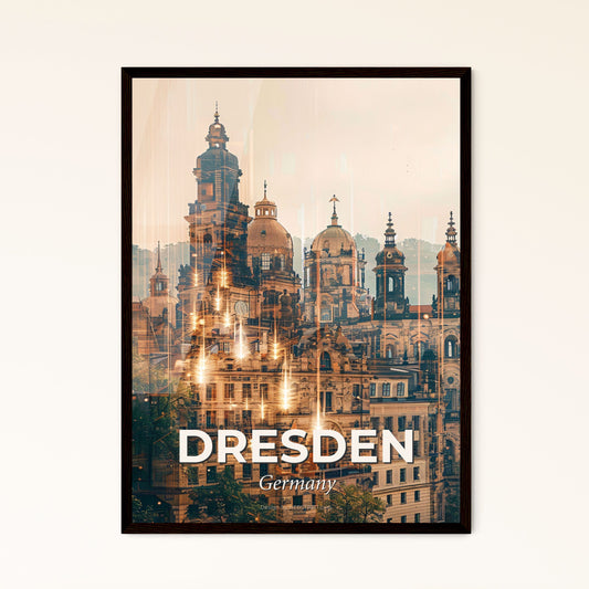 Dresden Skyline Double Exposure Art Poster Photo Collage