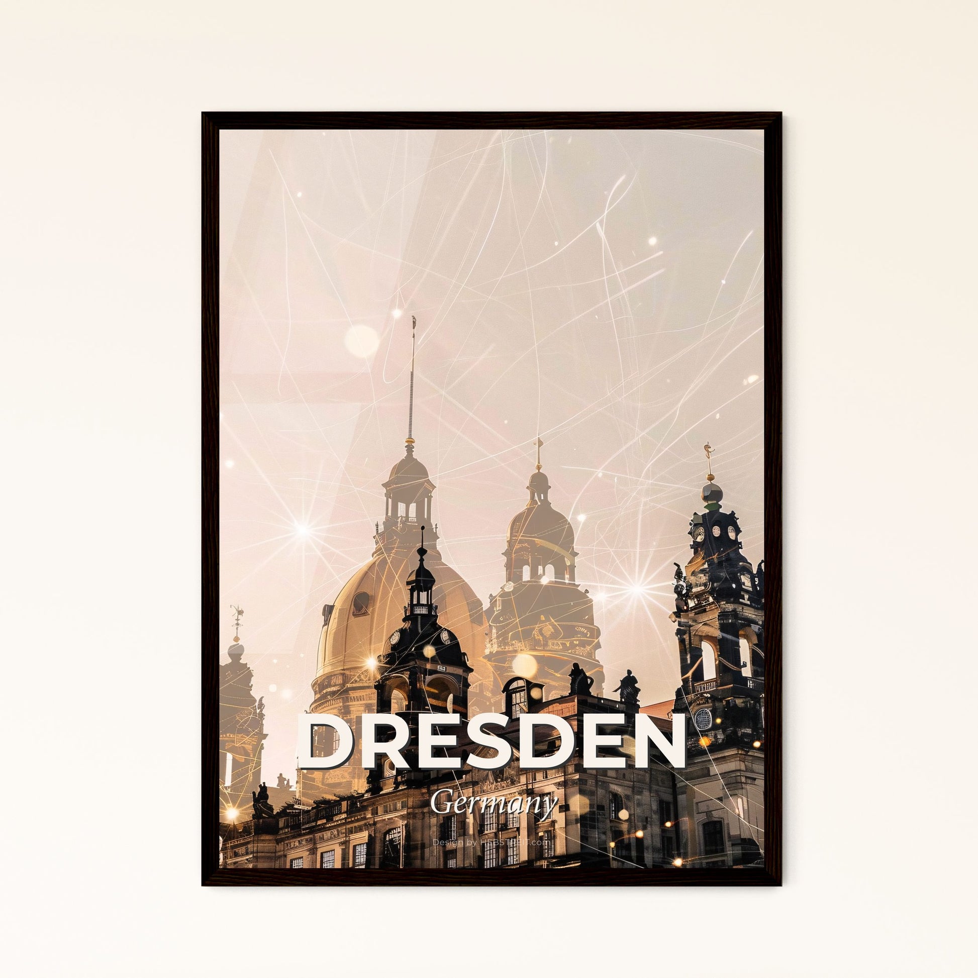 Dresden City Skyline Double Exposure Art Silhouette Poster Photo Collage