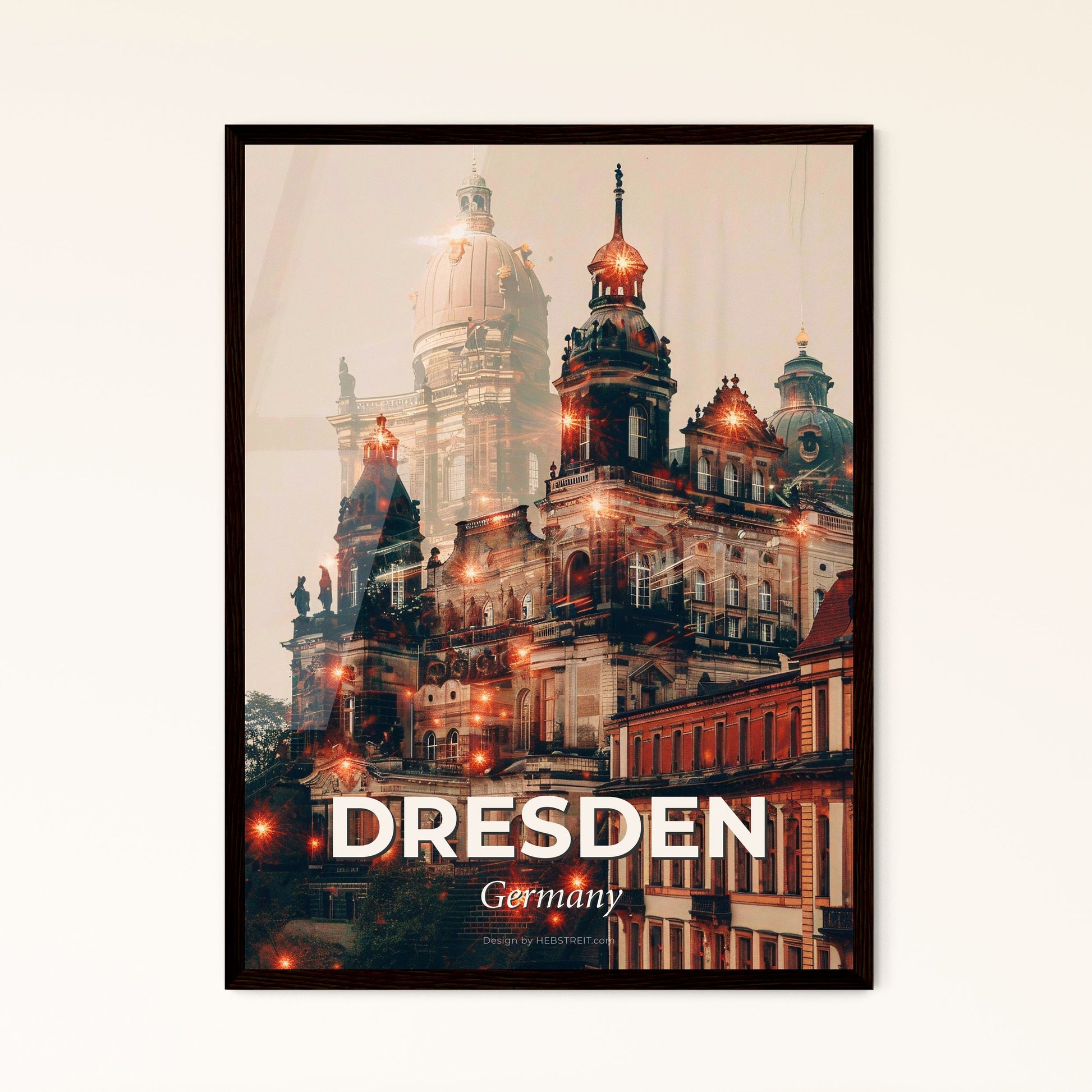 Dresden City Skyline Golden Glow Composite Poster Photo Collage