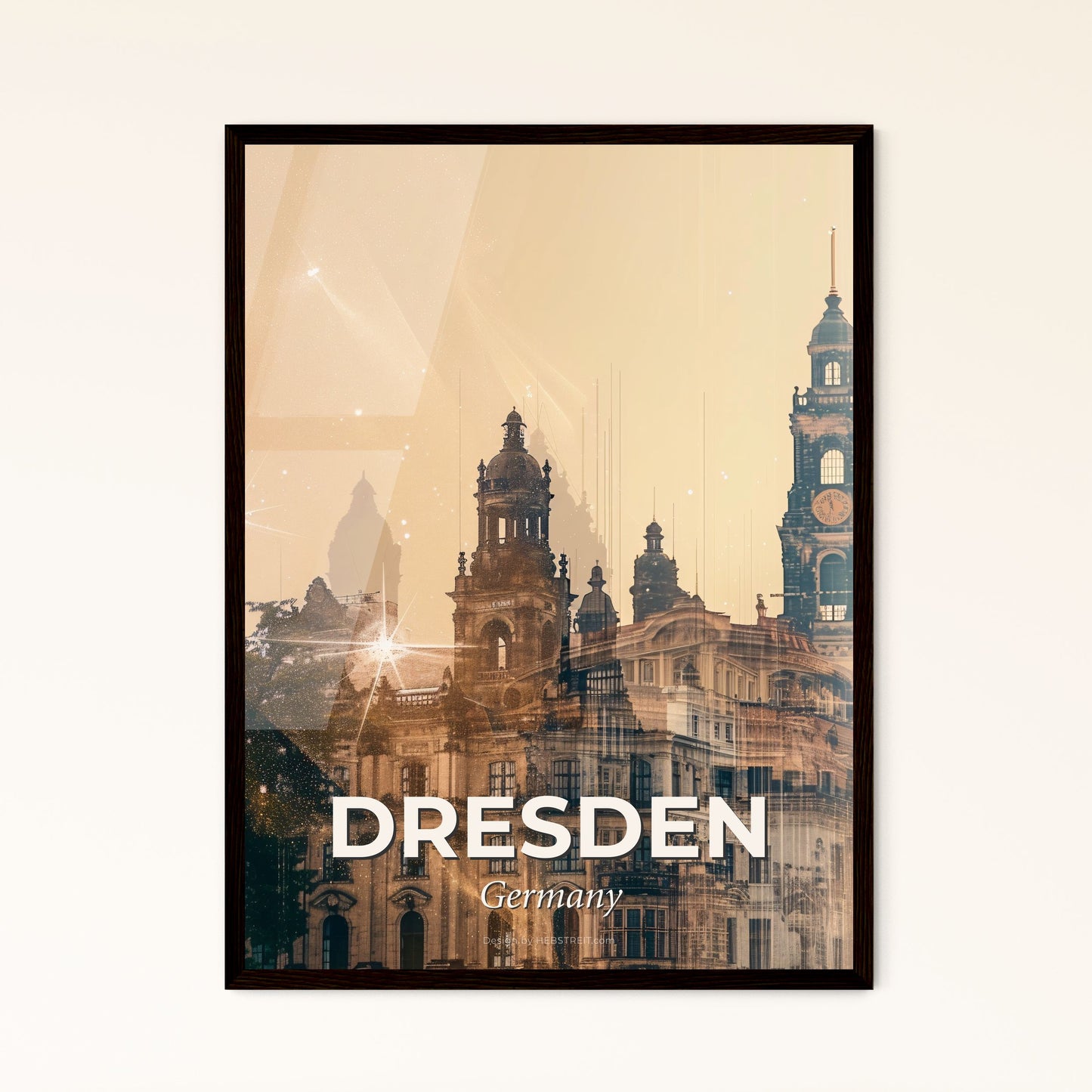 Dresden Skyline Double Exposure Art Poster Photo Collage