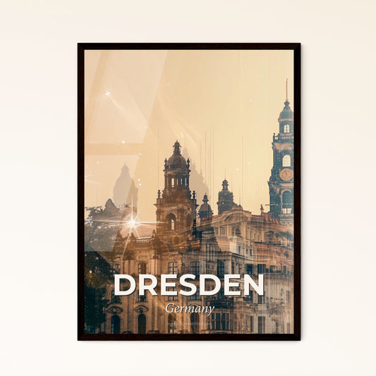 Dresden Skyline Double Exposure Art Poster Photo Collage