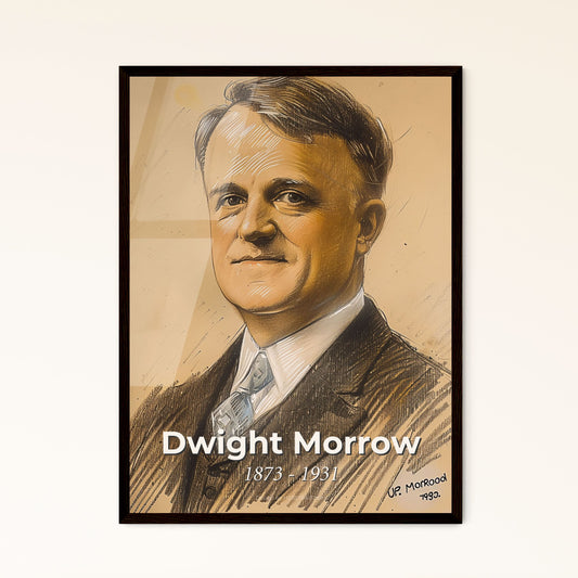 Elegant Portrait of Dwight Morrow: A Dynamic Contemporary Tribute to the American Diplomat in Subtle Color and Chic Design