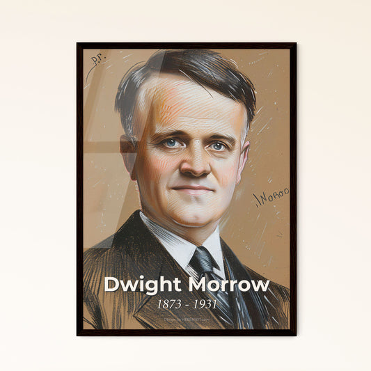 Elegant Portrait of Dwight Morrow: A Contemporary Tribute in Hues & Lines - A Unique Print for Your Home Decor & Gifting Needs.