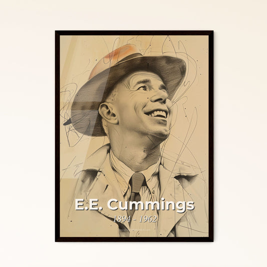 Dynamic E.E. Cummings Portrait: Contemporary Art Print with Vibrant Lines & Unique Perspective for Elegant Home Decor