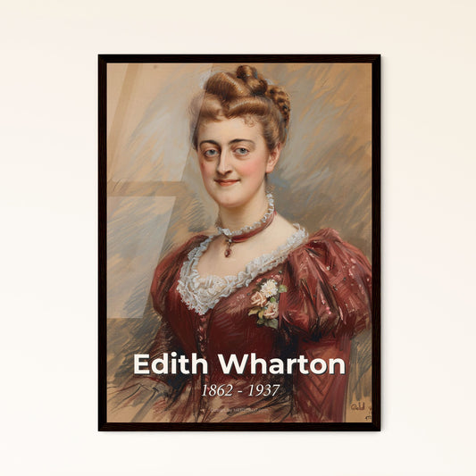 Edith Wharton: Captivating Gilded Age Elegance - Exquisite Art Print in Dynamic Lines, Ideal for Home Decor & Timeless Gifts