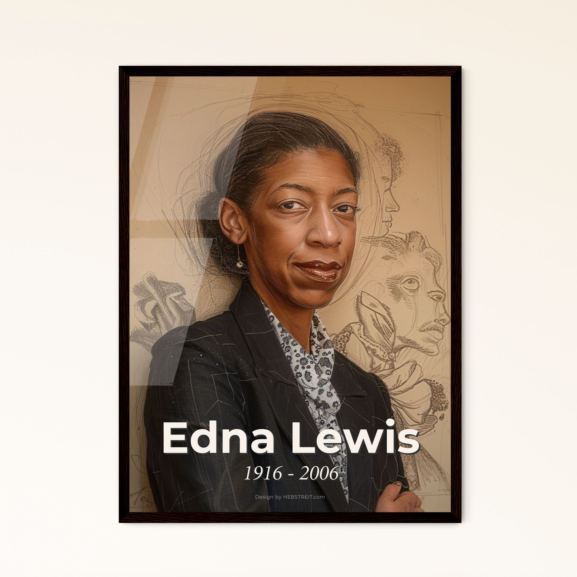 Edna Lewis: A Tribute to Southern Culinary Legacy – Exquisite Contemporary Art Print on Beige, Perfect for Elegant Home Decor