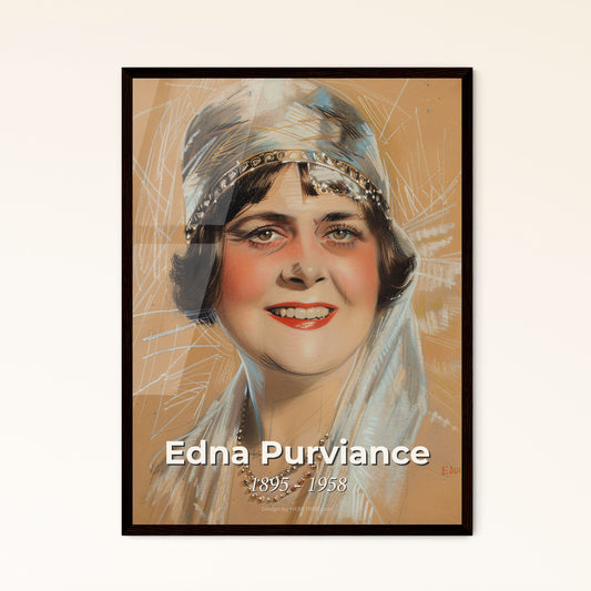 Edna Purviance: Flapper Icon - Captivating Contemporary Portrait Print, Exquisite Lines & Dynamic Hues for Stylish Home Decor