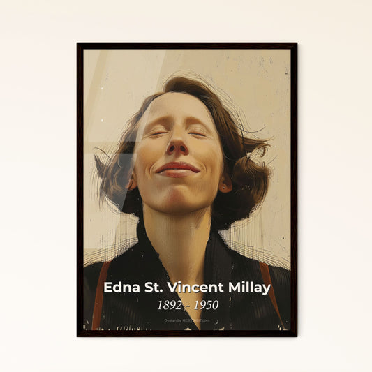 Edna St. Vincent Millay: Celebrating Feminine Poetry - Captivating Contemporary Portrait Art on Beige, Framed or Aluminum Prints Available