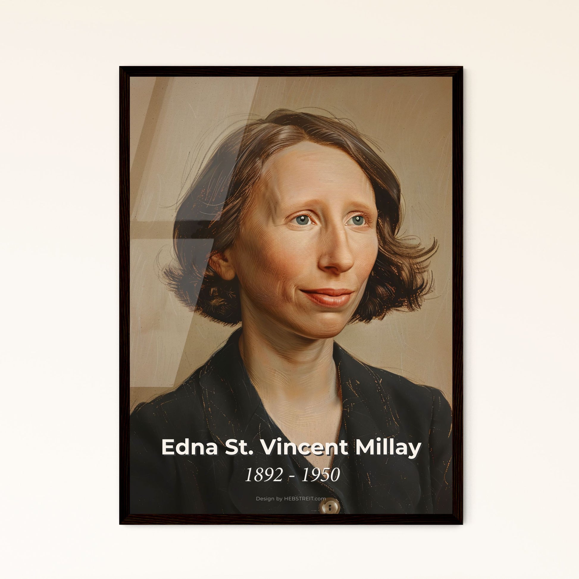 Edna St. Vincent Millay: Captivating Portrait of a Feminist Poet in Dynamic Lines - Exquisite Art for Home Decor & Gift Giving.