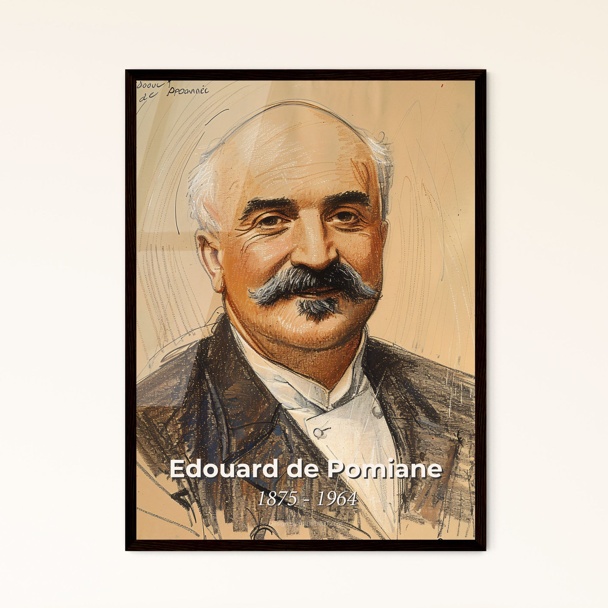 Captivating Portrait of Edouard de Pomiane: Contemporary Chef & Food Scientist in Dynamic Lines - Perfect for Home Décor & Gifting!