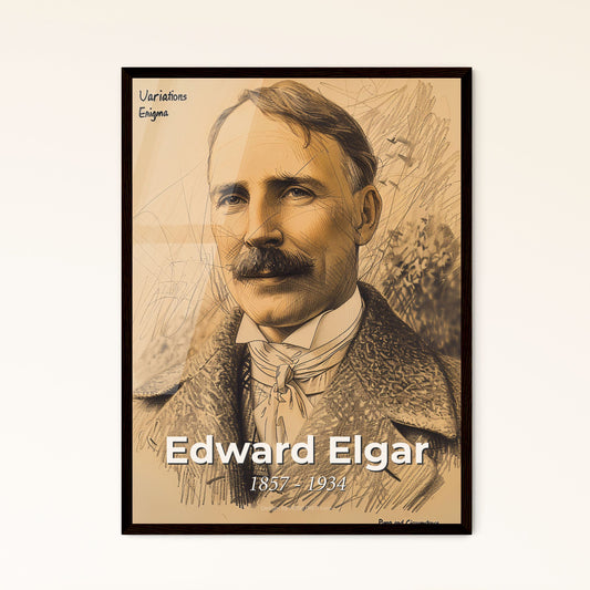 Vivid Portrait of Edward Elgar (1857-1934) - Iconic British Composer in Contemporary Style, Perfect for Home Decor & Unique Gifts