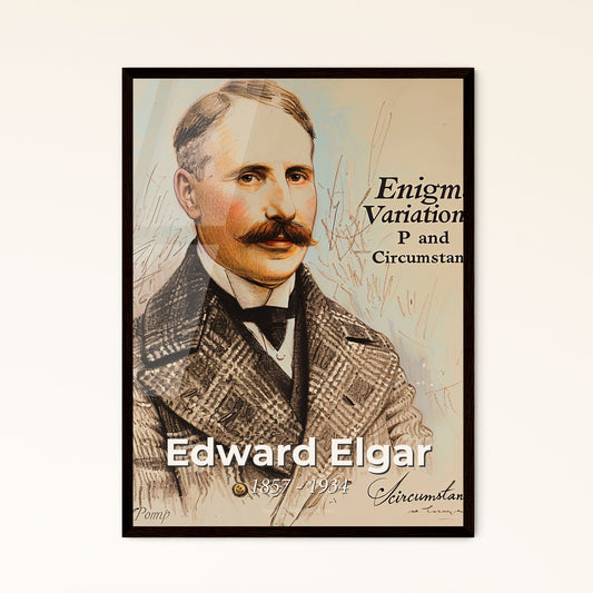 Elegant Portrait of Edward Elgar: 1857-1934 - Captivating Contemporary Art Print for Home Decor - Framed & High-Res Options Available