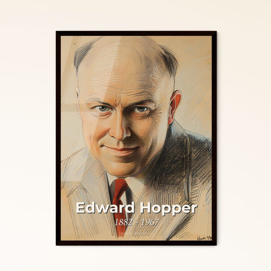 Dynamic Elegance: Edward Hopper-Inspired Portrait on Beige - Stunning Print, Framed or Aluminum for Home Decor & Gifting