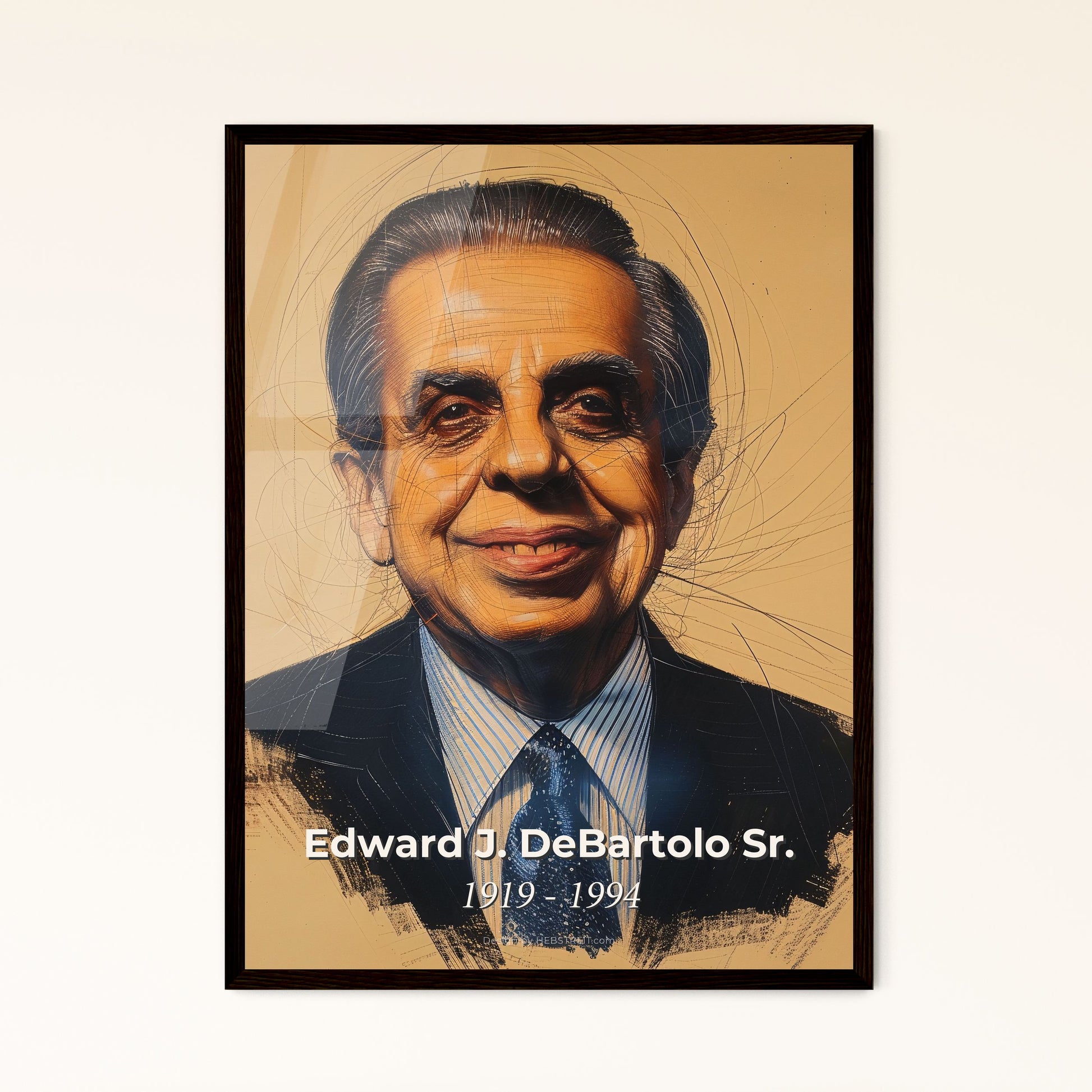 Edward J. DeBartolo Sr.: Visionary Developer of America's Shopping Malls - Contemporary Art Print with Dynamic Lines & Sensual Gestures