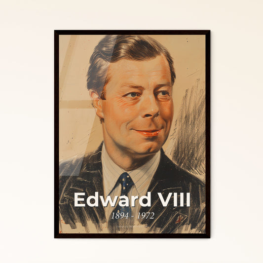 Elegant Portrait of Edward VIII: Captivating Abdication Moments, Artistic Linework & Subtle Hues for Timeless Home Decor