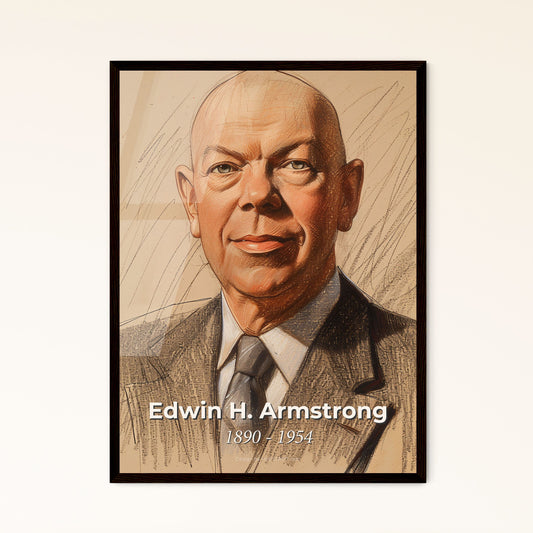 Edwin H. Armstrong: FM Radio Pioneer - Contemporary Art Portrait in Warm Hues, Perfect for Gifts & Home Décor Elegance