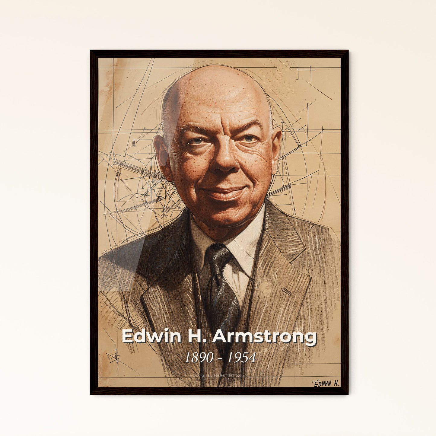 Edwin H. Armstrong: Pioneering FM Radio - Elegant Contemporary Artwork in Dynamic Hues, Perfect for Gifts & Home Decor