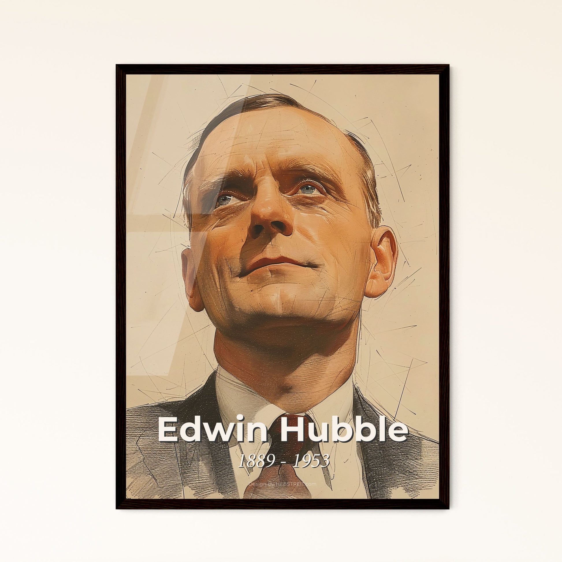 Cosmic Visionary: Exquisite Portrait of Edwin Hubble - Celebrating the Architect of the Expanding Universe in Contemporary Art