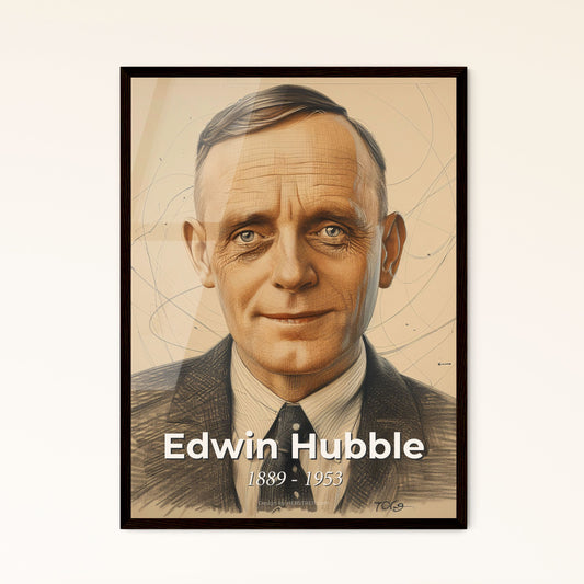 Edwin Hubble's Cosmic Smile: A Striking Contemporary Portrait Celebrating the Universe's Expansion - Perfect for Home Decor