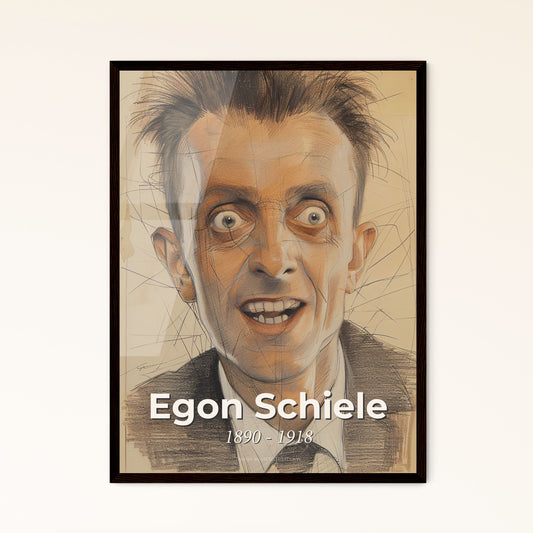 Dynamic Expression: Egon Schiele-Inspired Portrait - Exquisite Art Print for Gift Giving & Elegant Home Décor