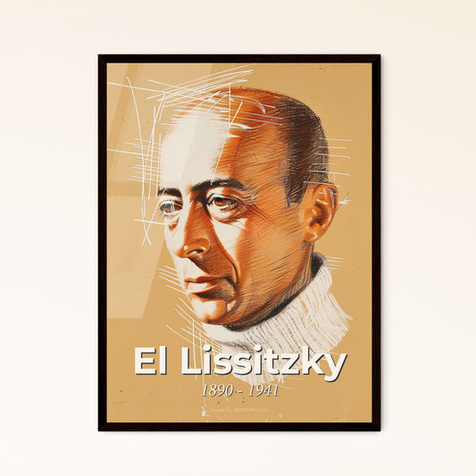 Dynamic Constructivism: El Lissitzky-Inspired Contemporary Portrait on Beige - A Unique Artistic Gift for Stunning Home Decor