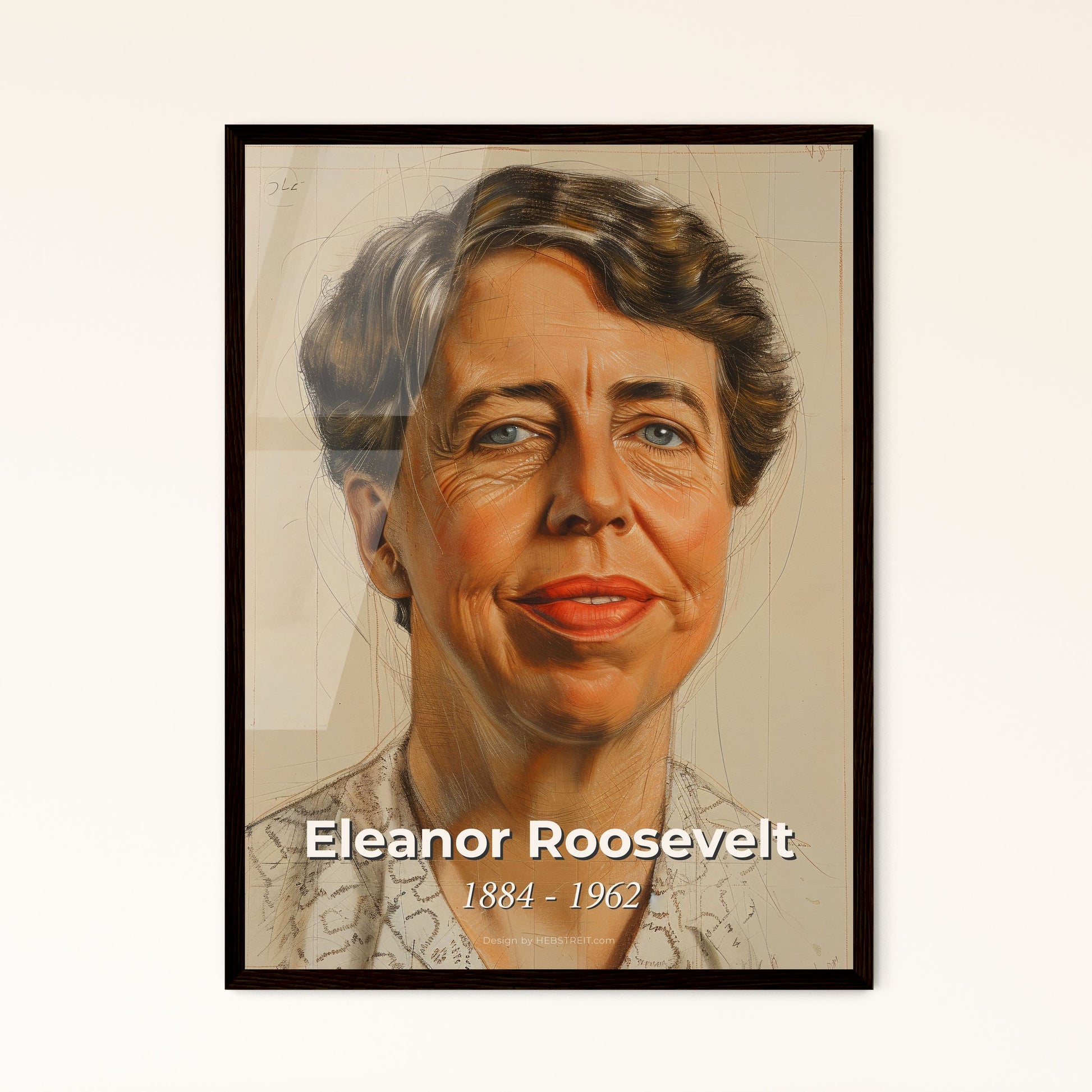 Eleanor Roosevelt: A Bold Tribute to an Iconic Reformer - Stunning Contemporary Portrait on Beige, Perfect for Home Decor